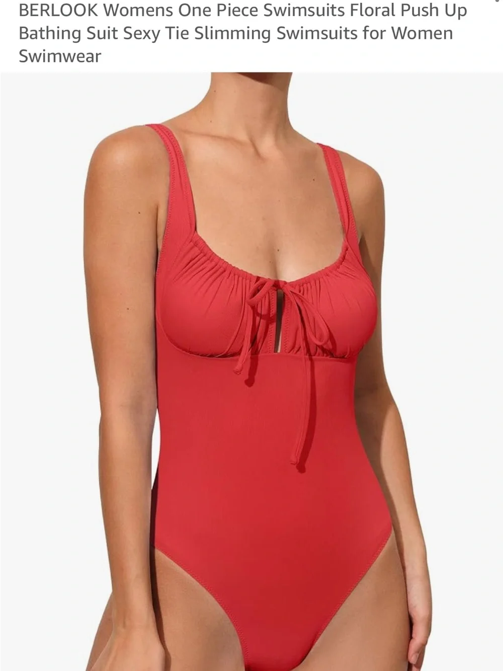 Women's Red One-Piece Tie-Front Swimwear